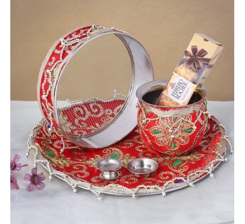 Karvachauth puja  set with ferrero rocher