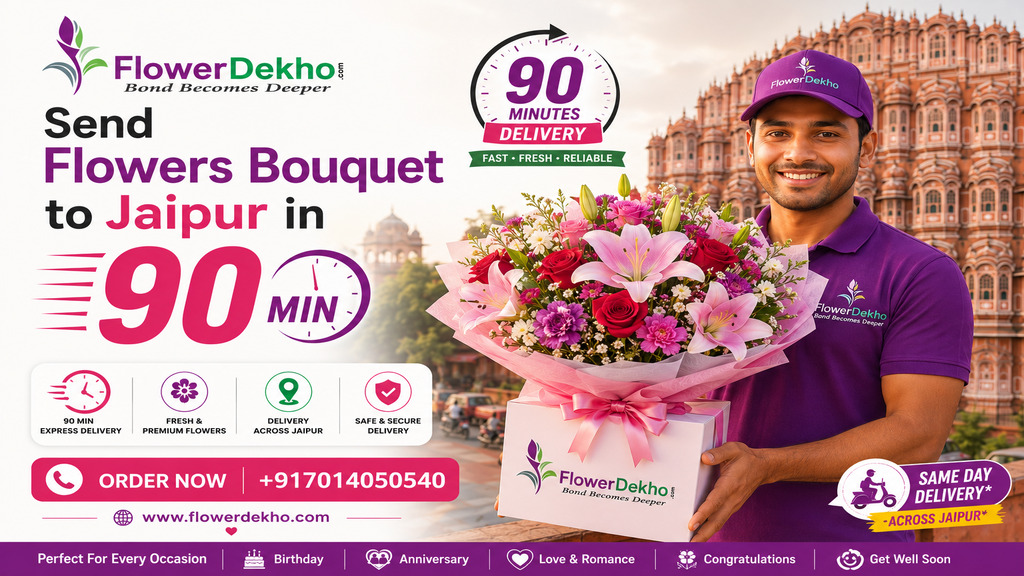 Send Flowers Bouquet to Jaipur in 90 Min